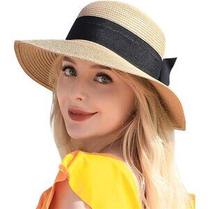 Beach Sun Hats for Women, Straw Hat for Women UPF 50+ UV Sun Protection